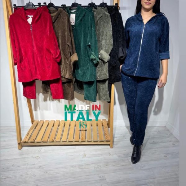 Parlak Taşlı Kadife Takım